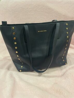 Michael Kors Black Tote with Gold Stud Accents